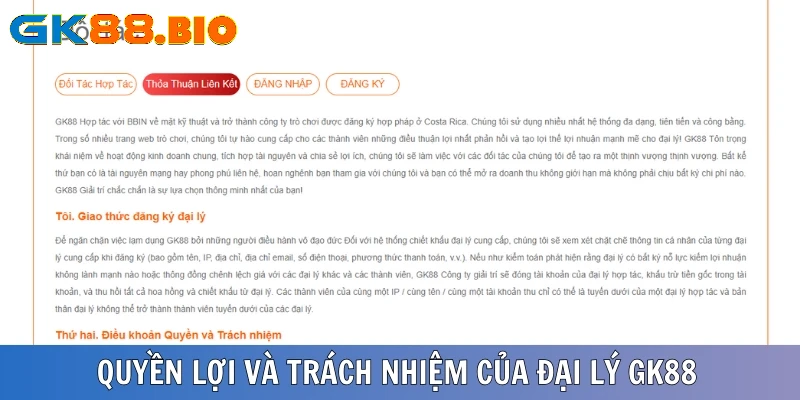 Quyền lợi và trách nhiệm mà các đại lý GK88 cần nắm được